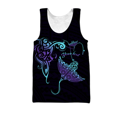 Amazing Polynesian Blue And Purple Ray Tattoo Personalized Unisex Deluxe Hoodie ML
