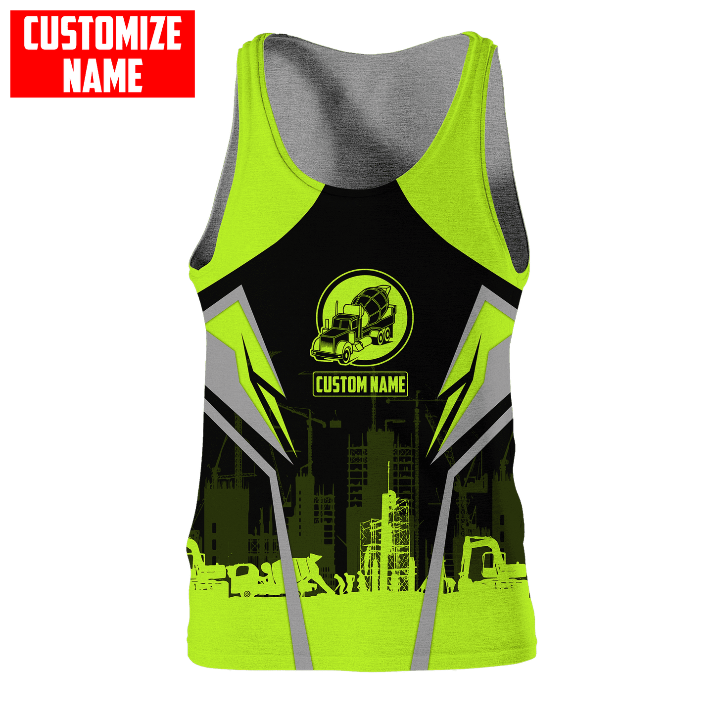 Concrete Finisher Green Mixer Truck Custom name 3D Printed Shirts