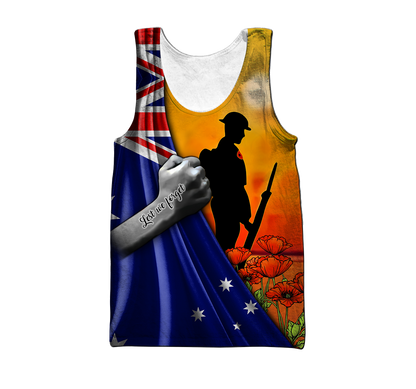Lest we forget Custom name Australia Veteran 3D print shirt