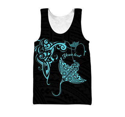 Amazing Polynesian Blue Ray Tattoo Personalized Unisex Deluxe Hoodie ML