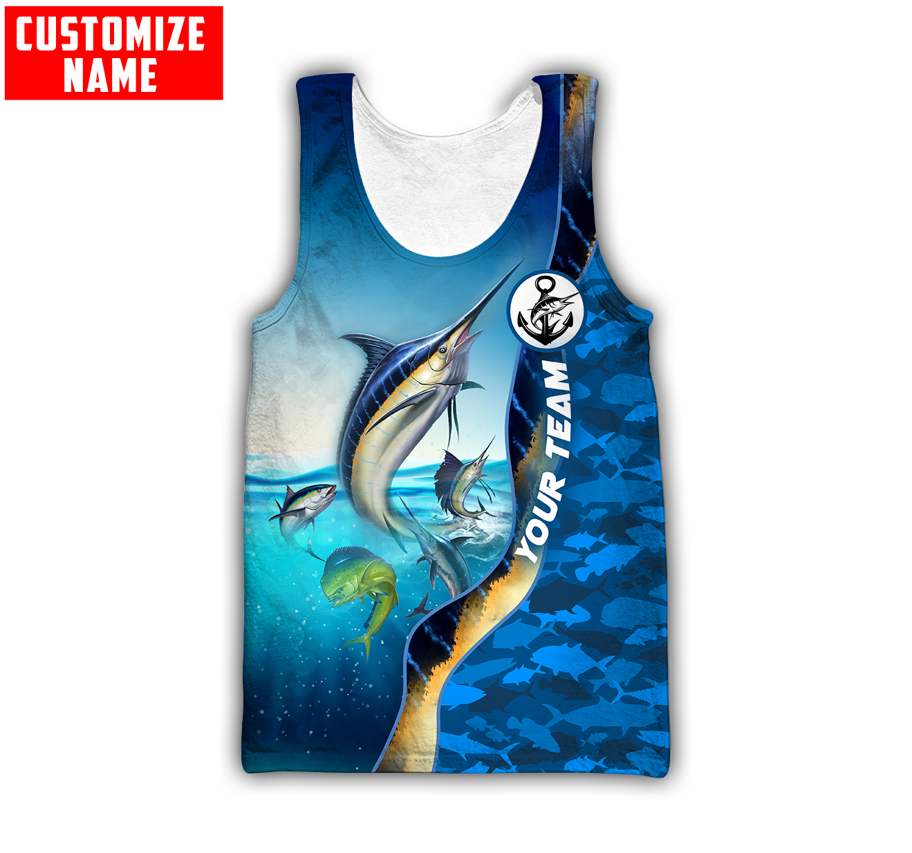 Custom name Marlin fishing Team Billfish 3D Design Printed Shirts
