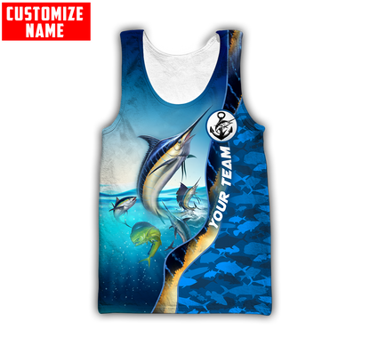 Custom name Marlin fishing Team Billfish 3D Design Printed Shirts