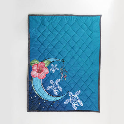 Hawaii Blue Moon Quilt Blanket - AH - J4-QUILT BLANKETS-PodEz-Twin-White-100% Cotton-Vibe Cosy™