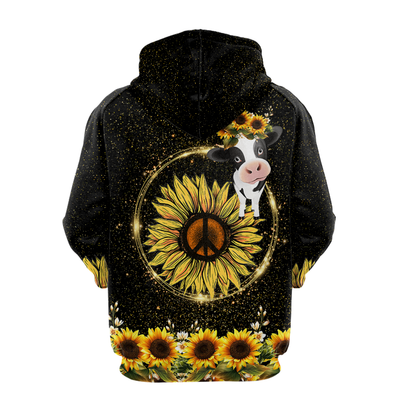 Awesome Cow And Sunflower 3D All Over Printed Shirts