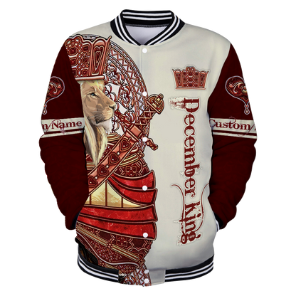Custom Name December King Lion  3D All Over Printed Unisex Shirts