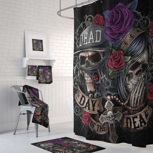 Day of the Dead Set-6teenth Outlet-Combo Shower Curtains + Towel + bath mats (20% OFF)-Vibe Cosy™