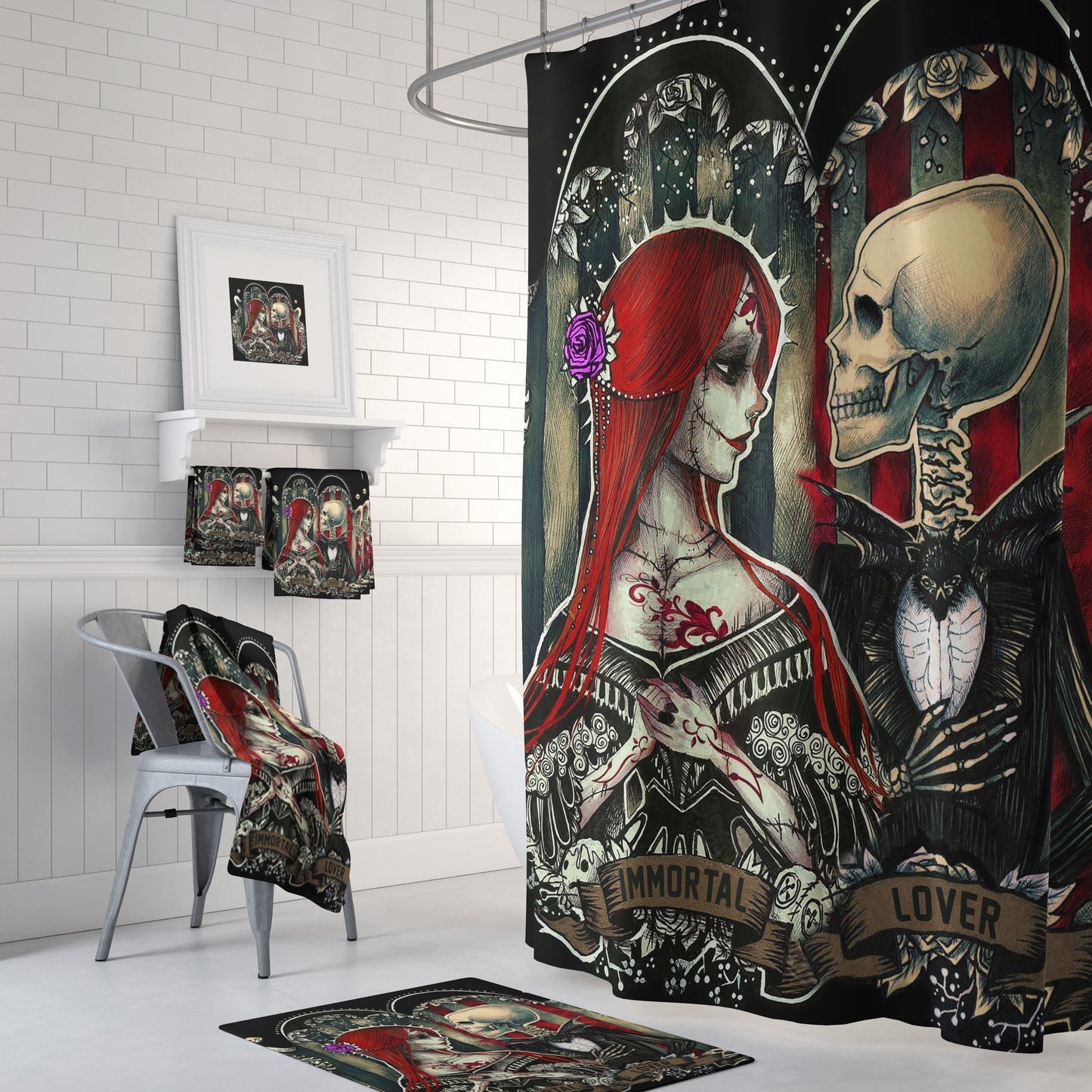 Immortal Lover Set-6teenth Outlet-Combo Shower Curtains + Towel + bath mats (20% OFF)-Vibe Cosy™