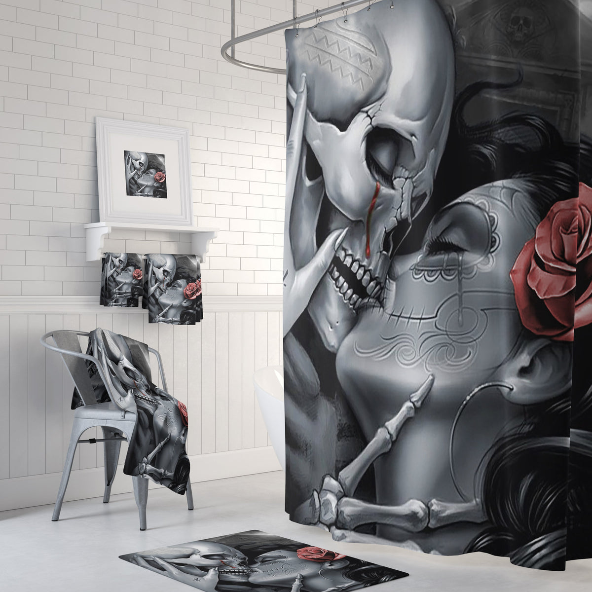 Till death do us part set-Home Decor-Printify-Combo Shower Curtains + Towel + bath mats (20% OFF)-Vibe Cosy™