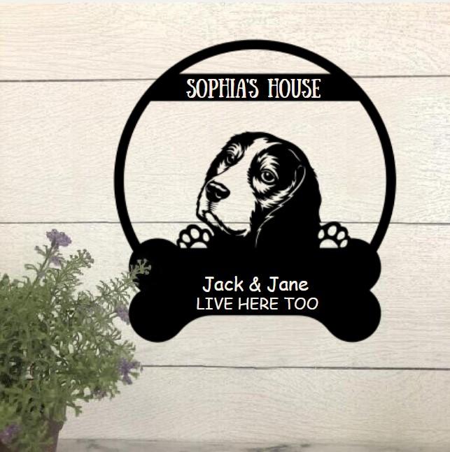 Dog Lovers Personalized Funny Metal Sign Dog House