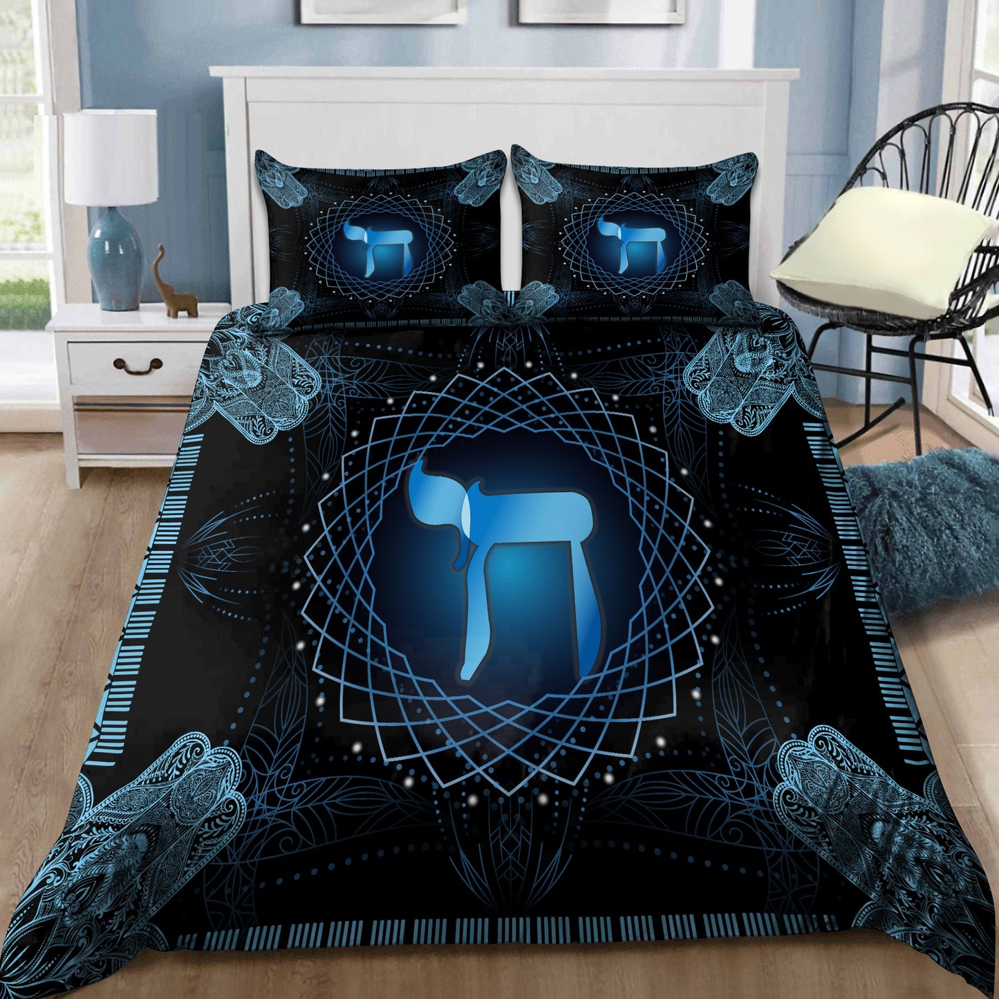 Chai Hamsa Hand All Over Printed Bedding Set MEI