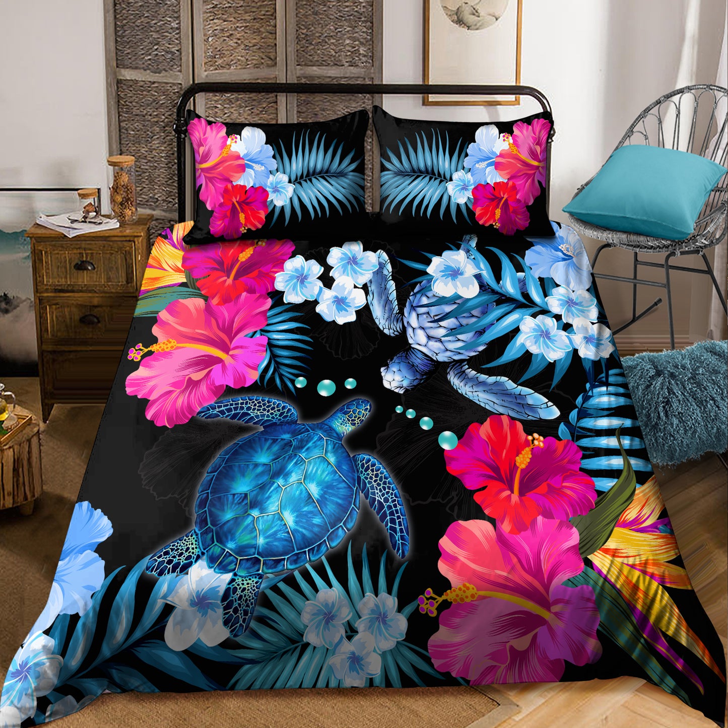 Amazing Turtle Hibicus Bedding Set