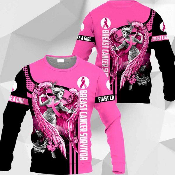 3D Breast Cancer Angel Survivor Hoodie T-Shirt Sweatshirt SU110302-Apparel-SUN-Sweater-S-Vibe Cosy™