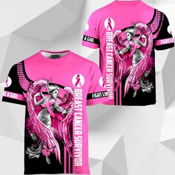 3D Breast Cancer Angel Survivor Hoodie T-Shirt Sweatshirt SU110302-Apparel-SUN-T-shirt-S-Vibe Cosy™