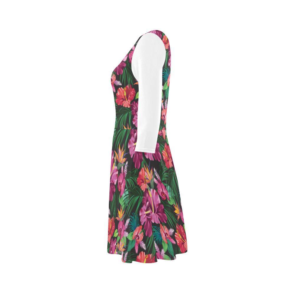 Hibiscus Sundress 01 - AH-SLEEVE SUNDRESSES-e-joyer-XS-White-Sundress-Vibe Cosy™
