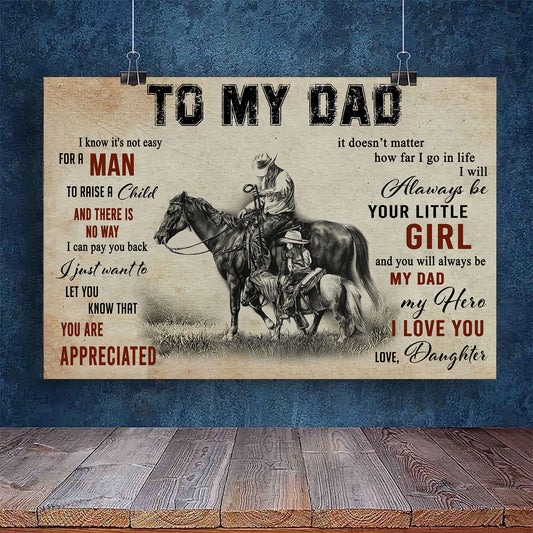 To My Dad From Daughter Horse Riding 3D All Over Printed Poster Horizontal