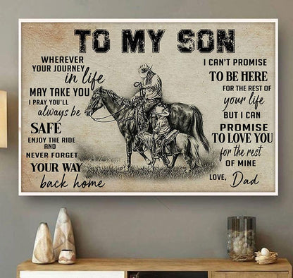 To My Son 3D Horse Riding All Over Printed Poster Horizontal