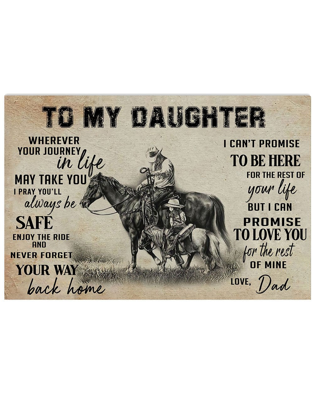 To My Daughter Horse Riding 3D All Over Printed Poster Horizontal