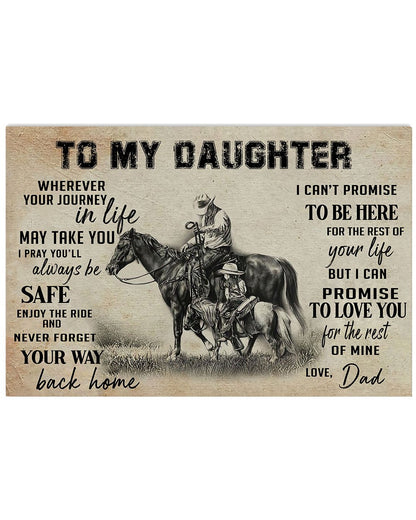To My Daughter Horse Riding 3D All Over Printed Poster Horizontal
