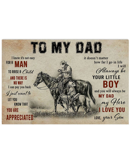 To My Dad From Son Horse Riding 3D All Over Printed Poster Horizontal