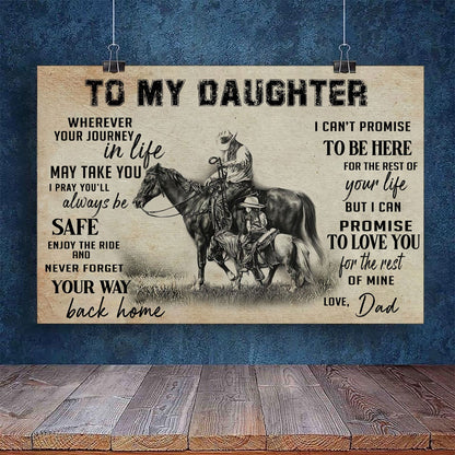 To My Daughter Horse Riding 3D All Over Printed Poster Horizontal