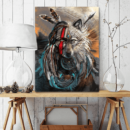 Native And Wolf The Perfect Combination Native Portrait Canvas Wall Art