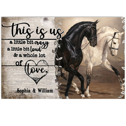 Love Horse Custom Name 3D All Over Printed Poster Horizontal