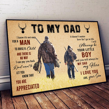 To My Dad Dad Hunting 3D All Over Printed Poster Horizontal