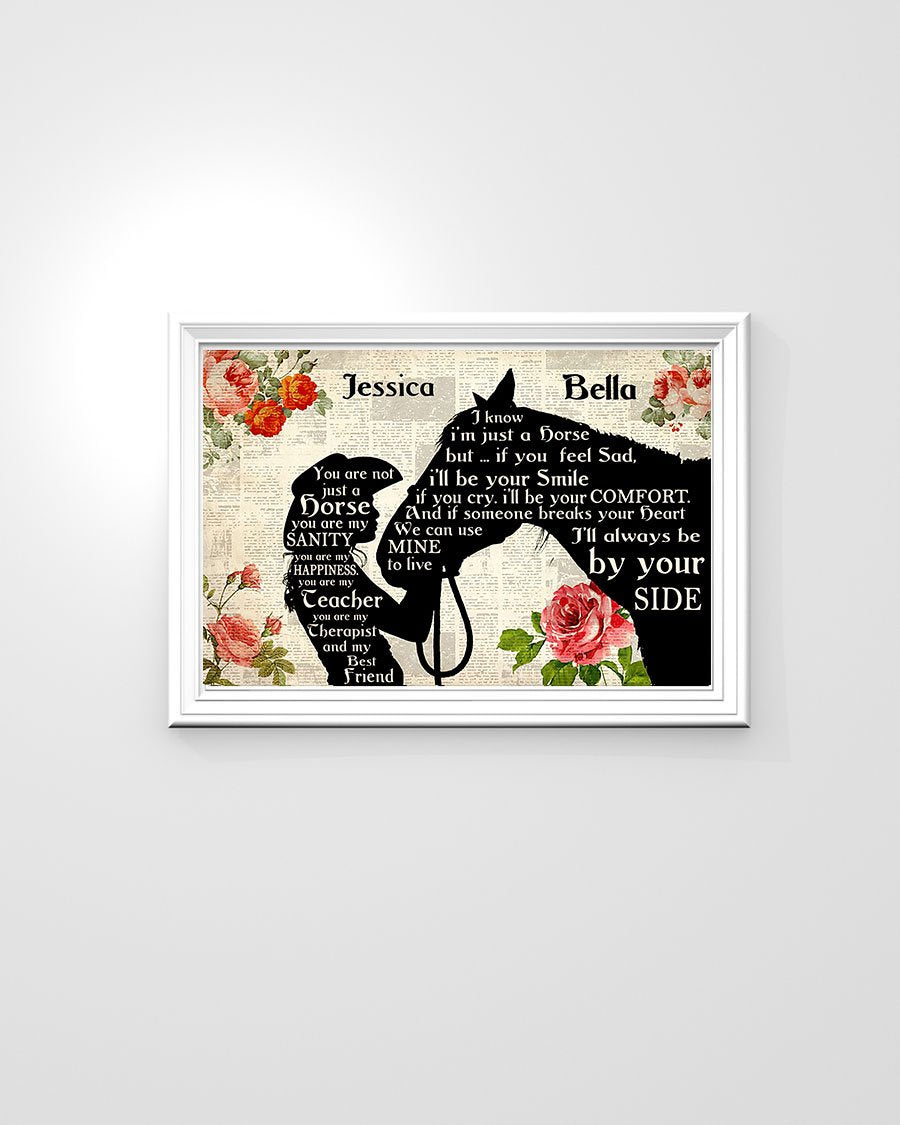 Girl and  Horse Custom Name 3D All Over Printed Poster Horizontal