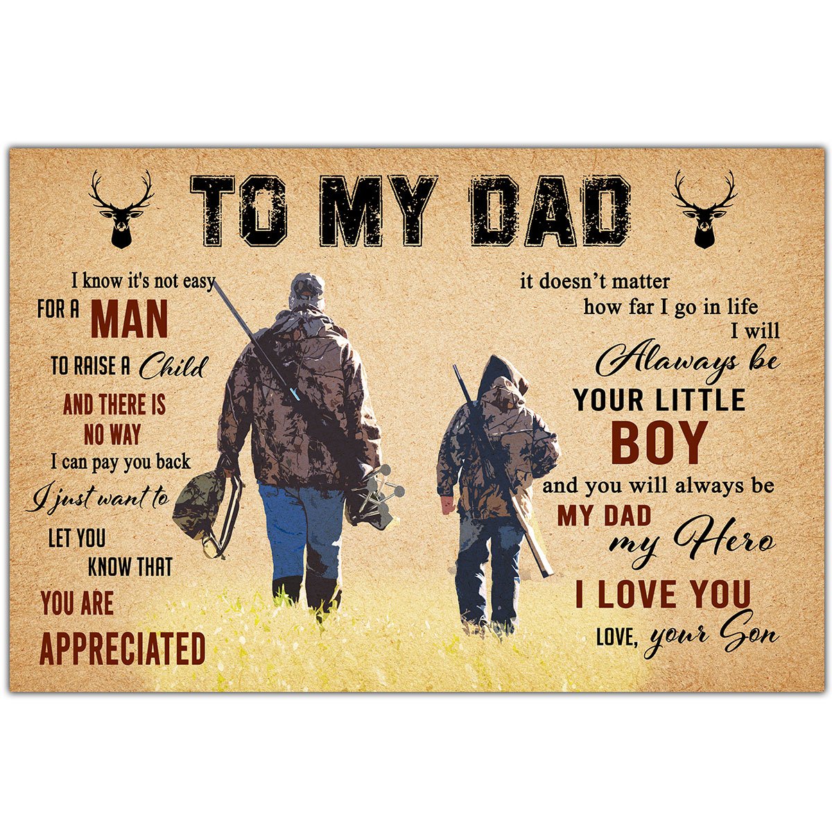 To My Dad Dad Hunting 3D All Over Printed Poster Horizontal
