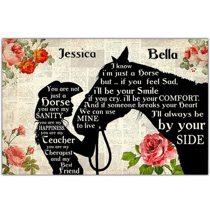 Girl and  Horse Custom Name 3D All Over Printed Poster Horizontal