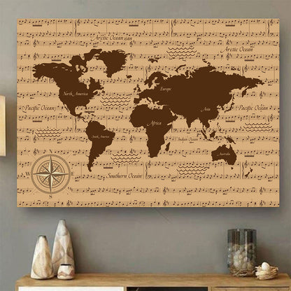 Music World Map Poster Horizontal
