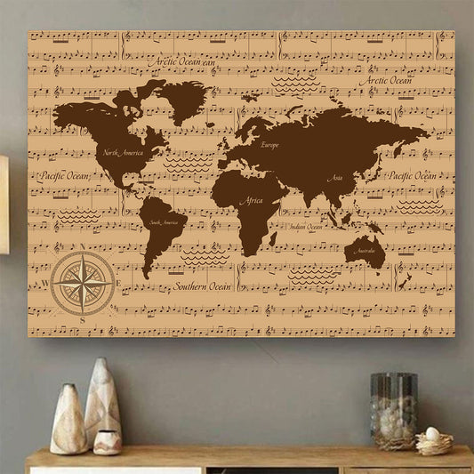 Music World Map Poster Horizontal