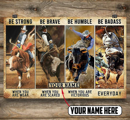 Personalized Name Bull Riding 3D All Over Printed Poster