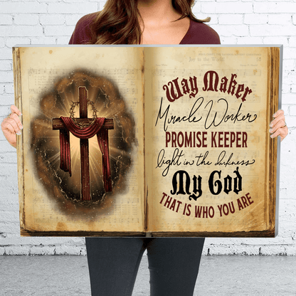 Personalized Way Maker Miracle Worker Promise Keeper Light In The Darkness 3D Landscape Canvas Poster Wall Art