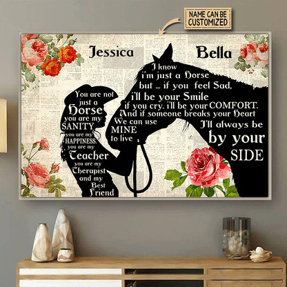Girl and  Horse Custom Name 3D All Over Printed Poster Horizontal