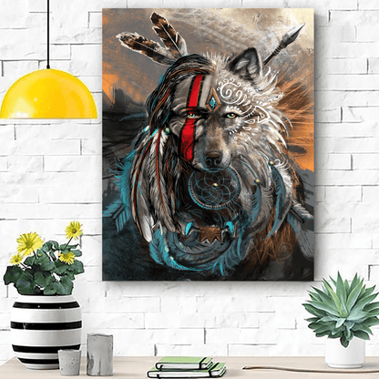 Native And Wolf The Perfect Combination Native Portrait Canvas Wall Art