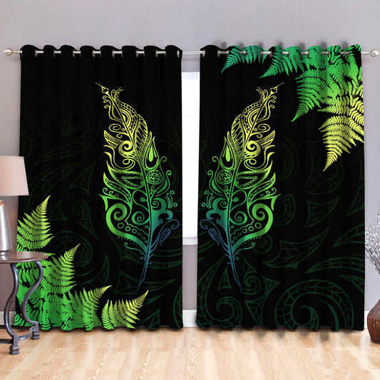 New Zealand Aotearoa Light Silver Fern Window Curtains ML