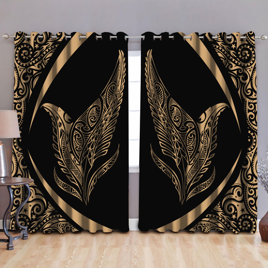 New Zealand Silver Fern Maori Window Curtain - Circle Style ML