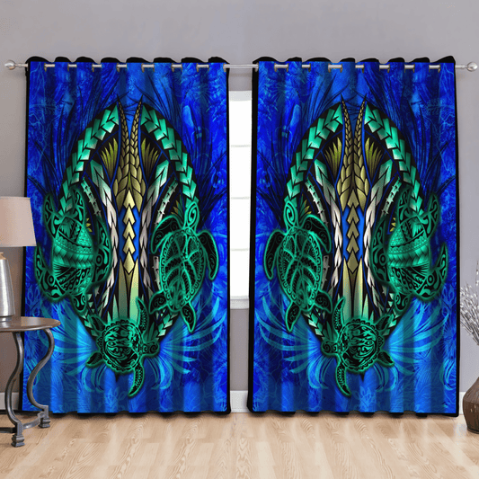 Premium Three Blue Turtles Window Curtains