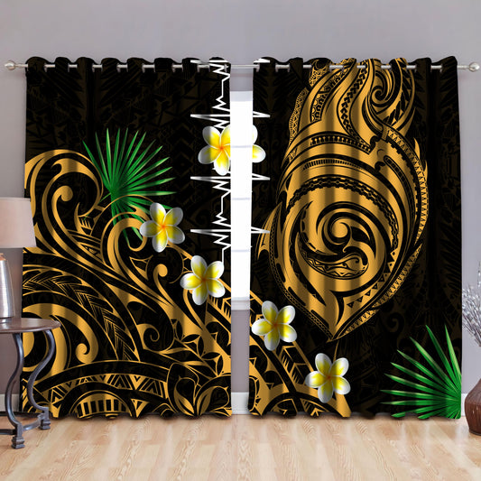 Premium Heartbeat Polynesian Window Curtains