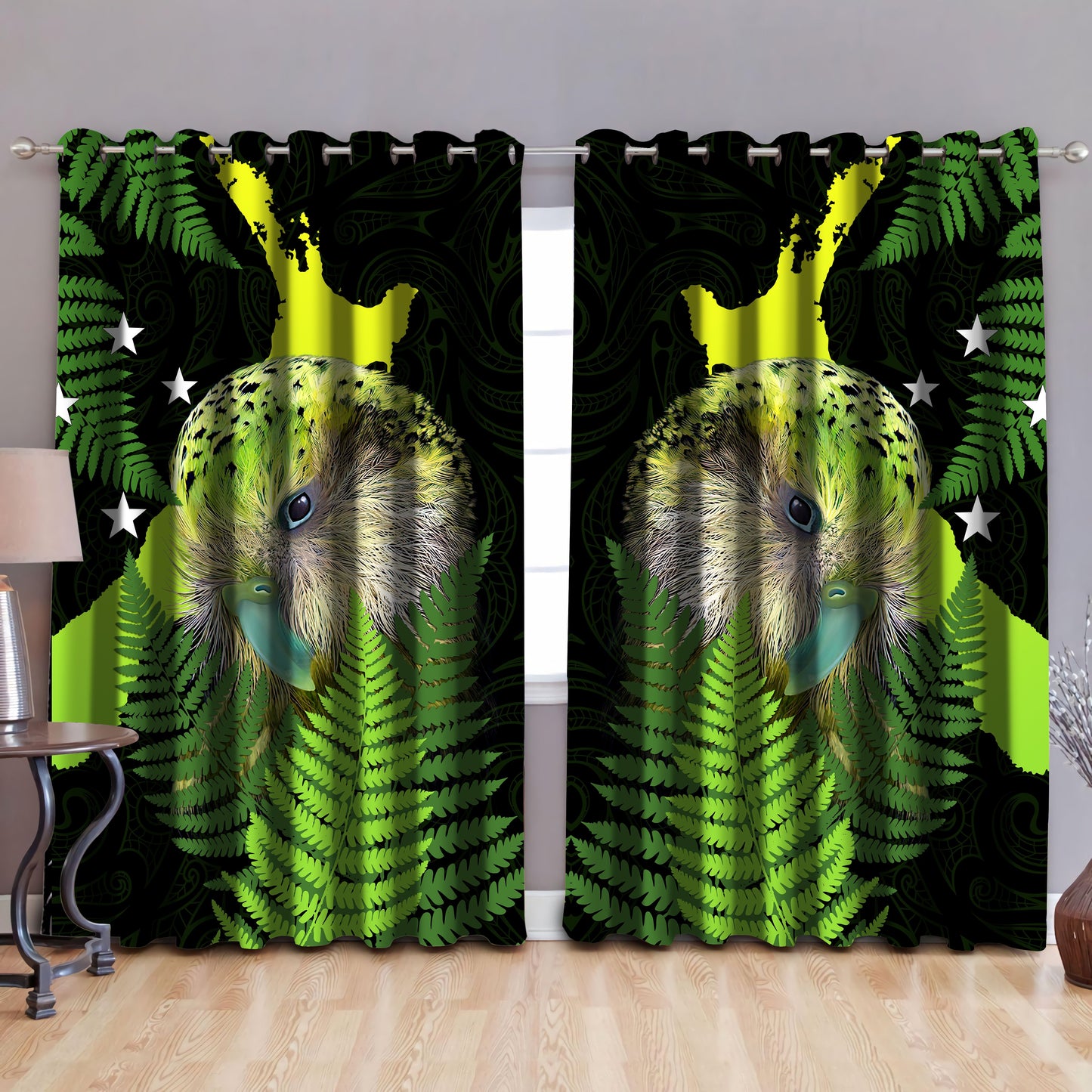 Premium Aotearoa Kakapo Bird Window Curtains