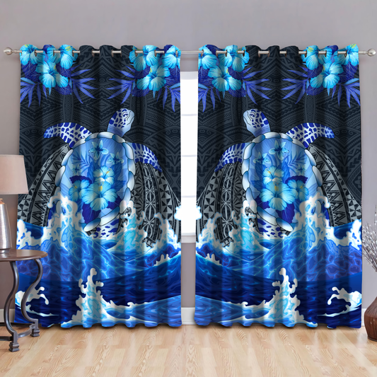 Premium Blue Turtle Window Curtains