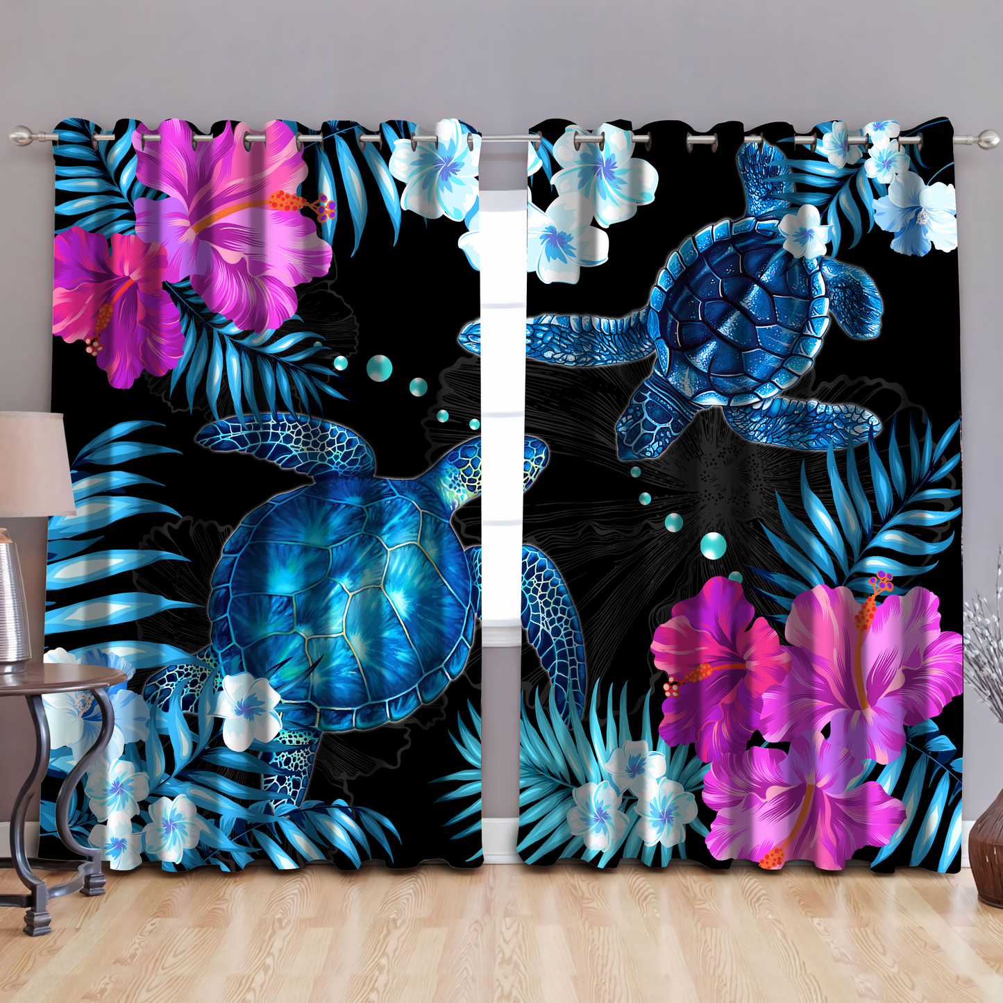 Premium Love Turtle Window Curtains