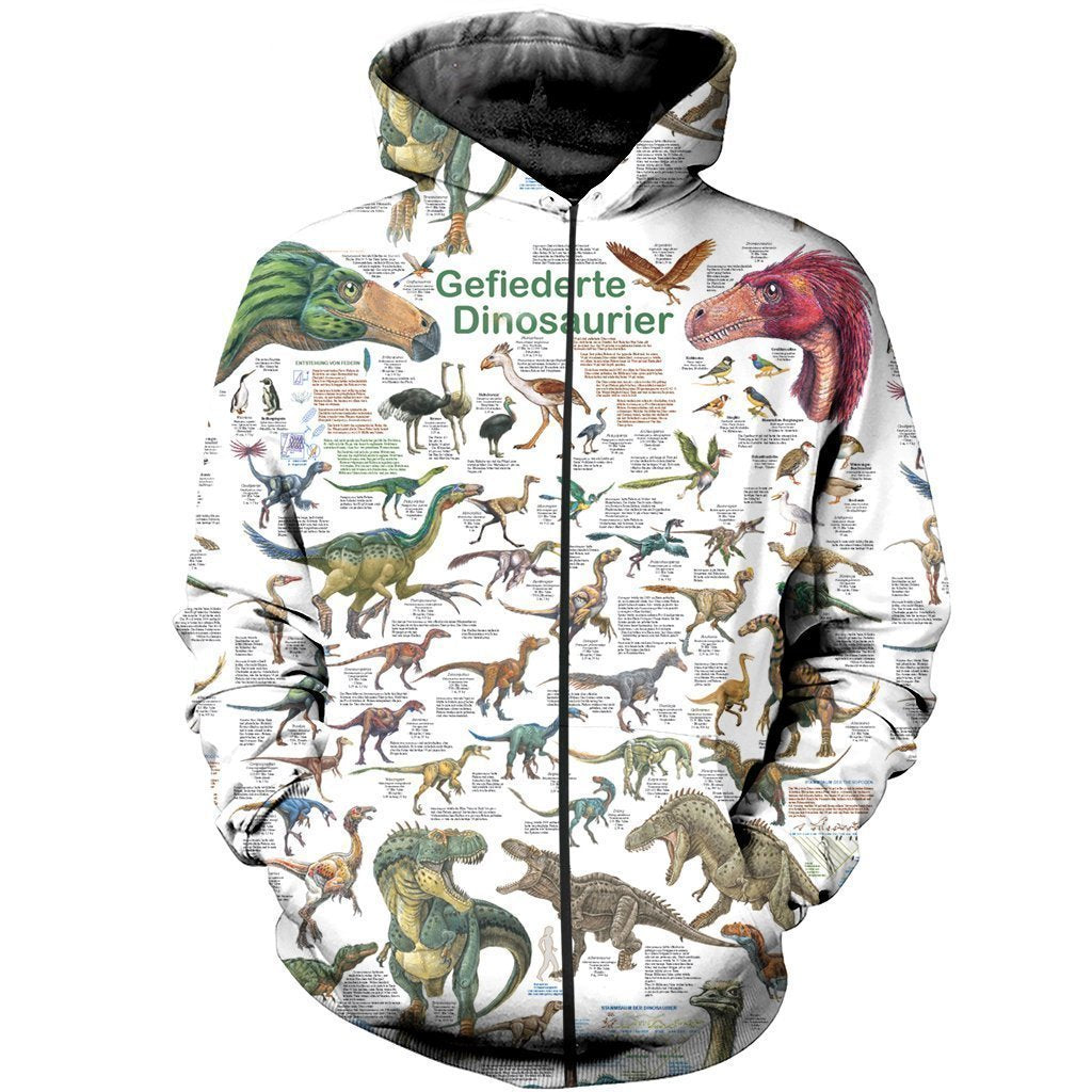 3D All Over Printed Dinosaurs Art Shirts and Shorts-3D All Over Printed Clothes-HP Arts-Zipped Hoodie-XS-Vibe Cosy™