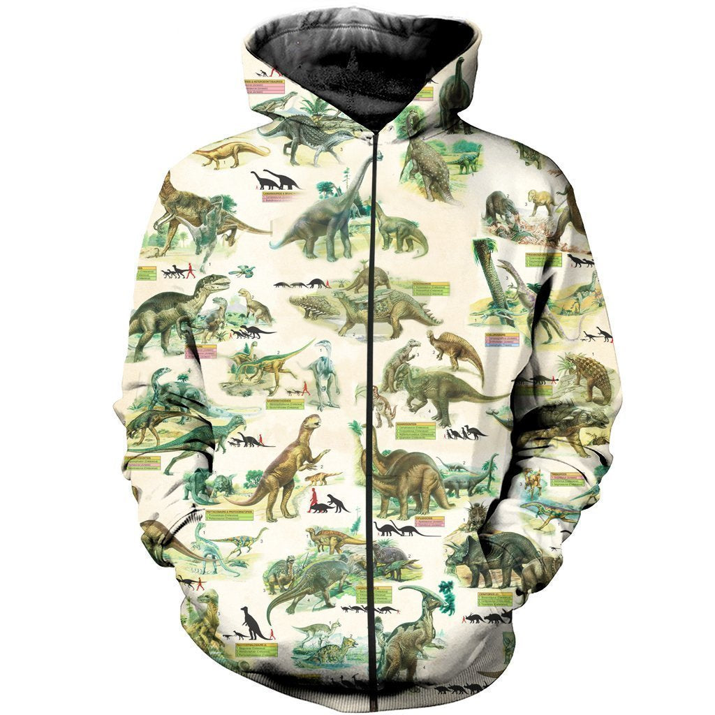 3D All Over Printed Dinosaurs Colleciton Shirts and Shorts-3D All Over Printed Clothes-HP Arts-Zipped Hoodie-XS-Vibe Cosy™