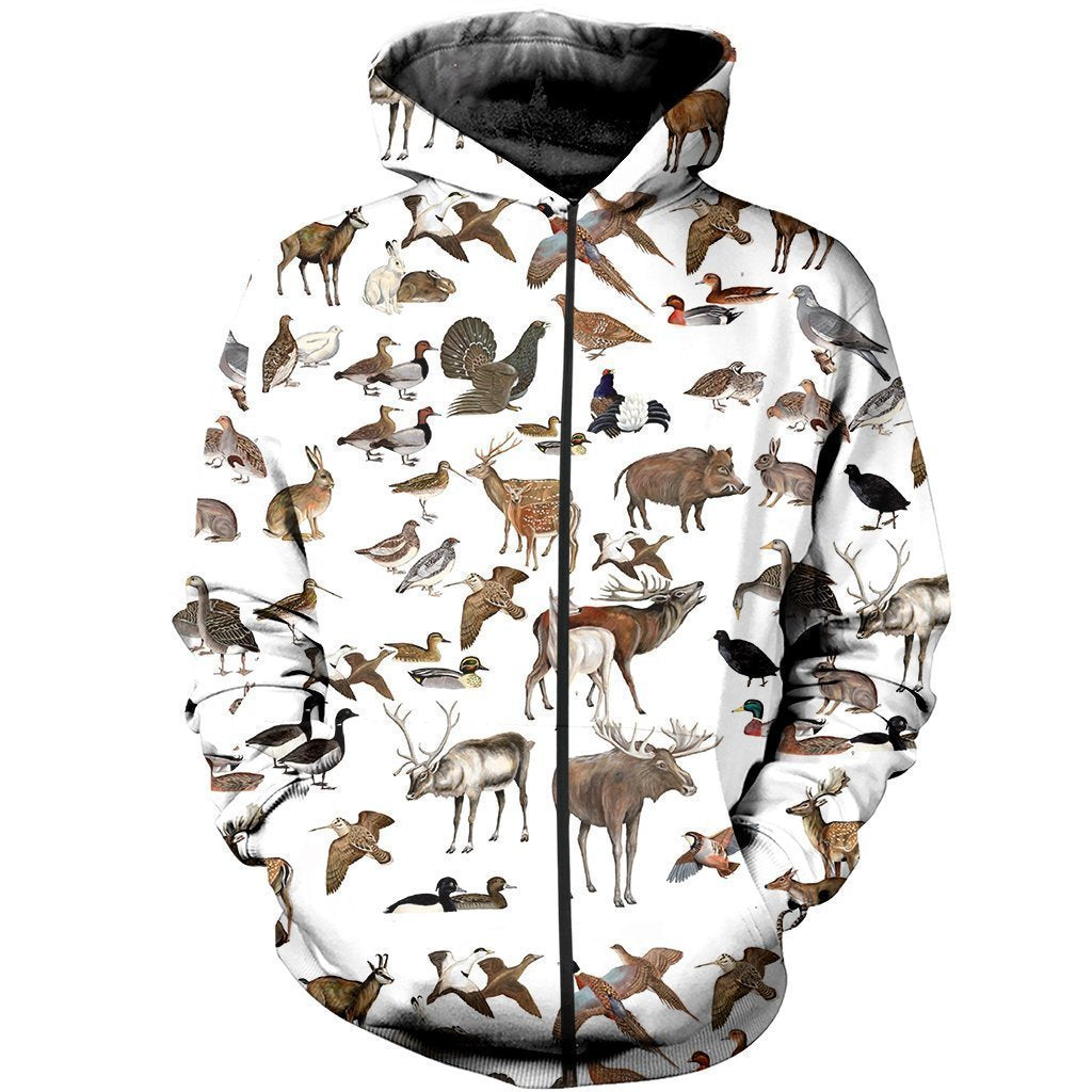 3D All Over Printed Hunting Animals Shirts and Shorts-Apparel-HP Arts-ZIPPED HOODIE-S-Vibe Cosy™