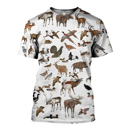 3D All Over Printed Hunting Animals Shirts and Shorts-Apparel-HP Arts-T-Shirt-S-Vibe Cosy™