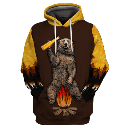 A Bear Kills You Vintage Camping All Over Printed Hoodie