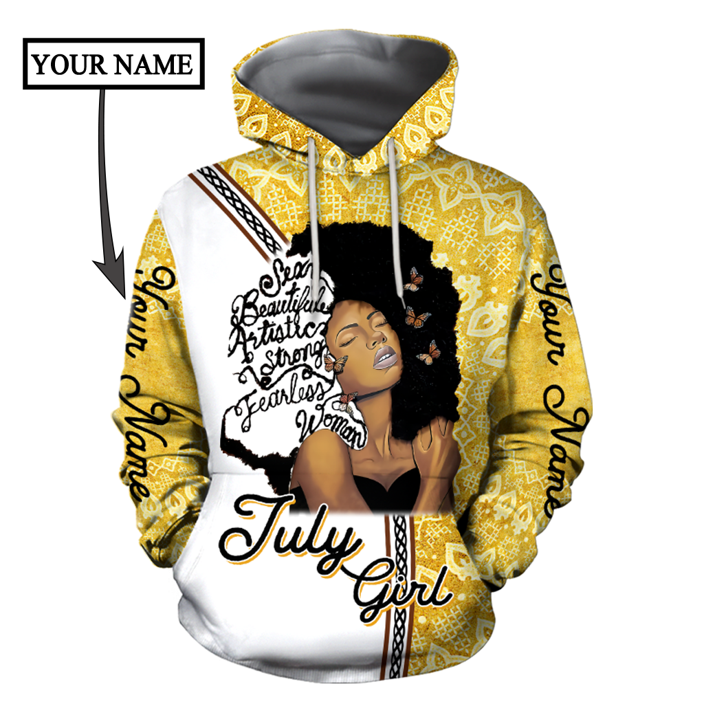 July Girl Personalized  Name 3D All Over Printed Hoodie