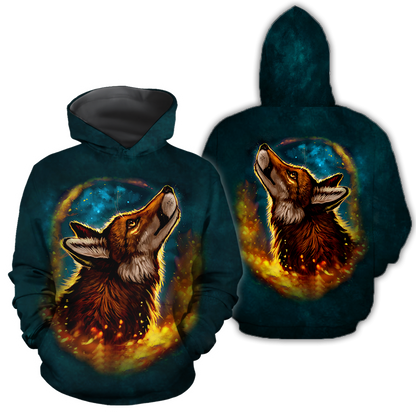 Wolf 3D All Over Printed Unisex Deluxe Hoodie ML